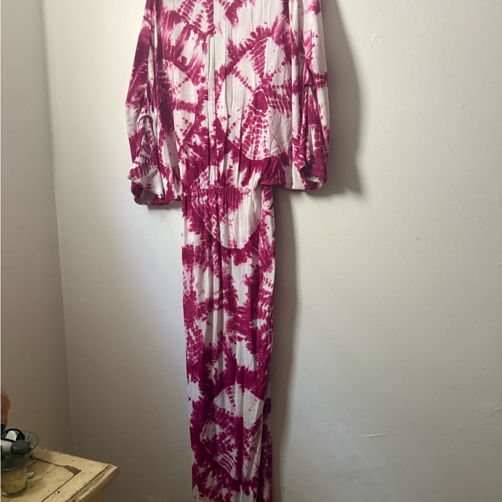 S/W/F Pink and White Tie-Dye Maxi Dress - Picture 4 of 5